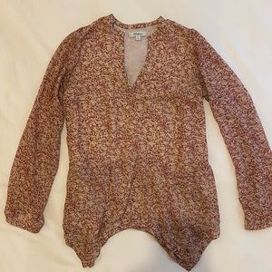 Anthropologie Wolven Rose Peplum Blouse Size S